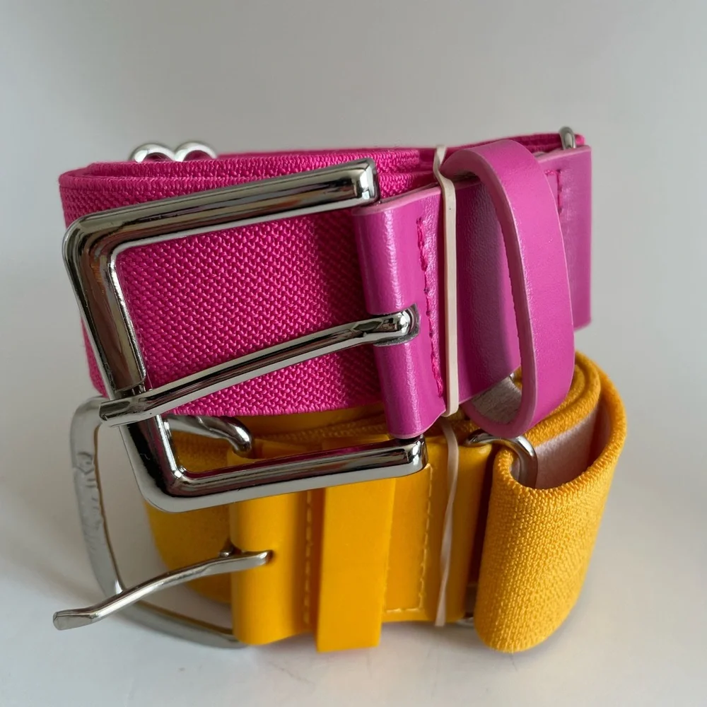 Lot Of 2 Softball‎ Belts Adjustable Pink and Yellow